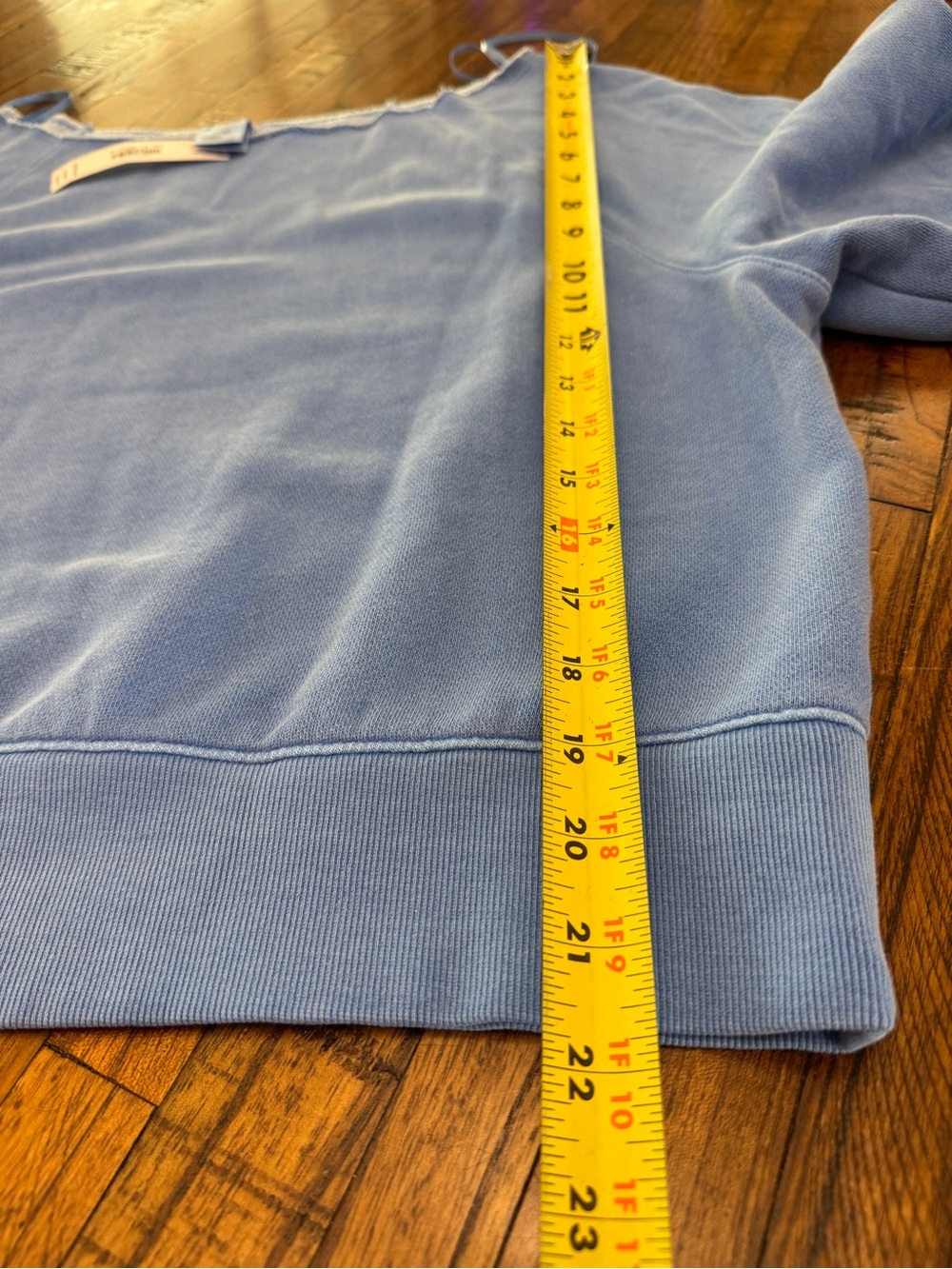 NWT PINK Blue Raw-Edge Boatneck Sweatshirt Size Small - Picture 8 of 8